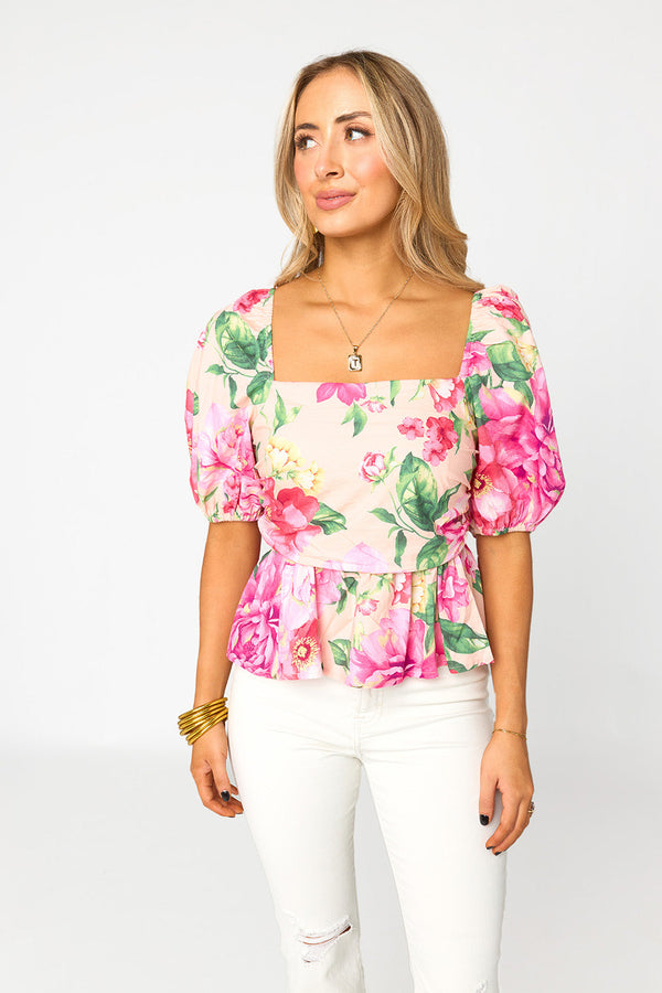 mirabelle-puff-sleeve-top-explorer Buddy Love - Sophia's Style-Mirabelle Puff Sleeve Top - Explorer-Explorer-XS-1